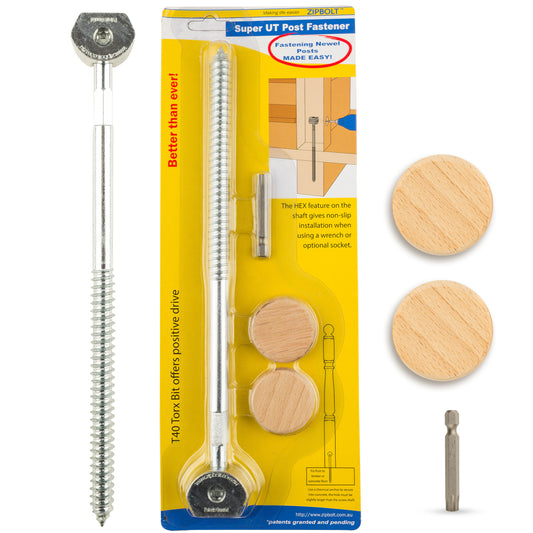 14.110 Super UT Newel Post Fastener — Quick and Easy Wrench-Free Installation of Staircase Newel Posts