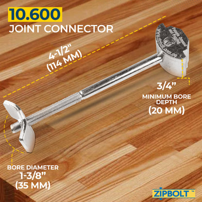 10.600 Countertop Connector — Joint Connector Drawbolt for Joining Countertops, Butcher Blocks, Furniture, and More - Single-Handed Tightening