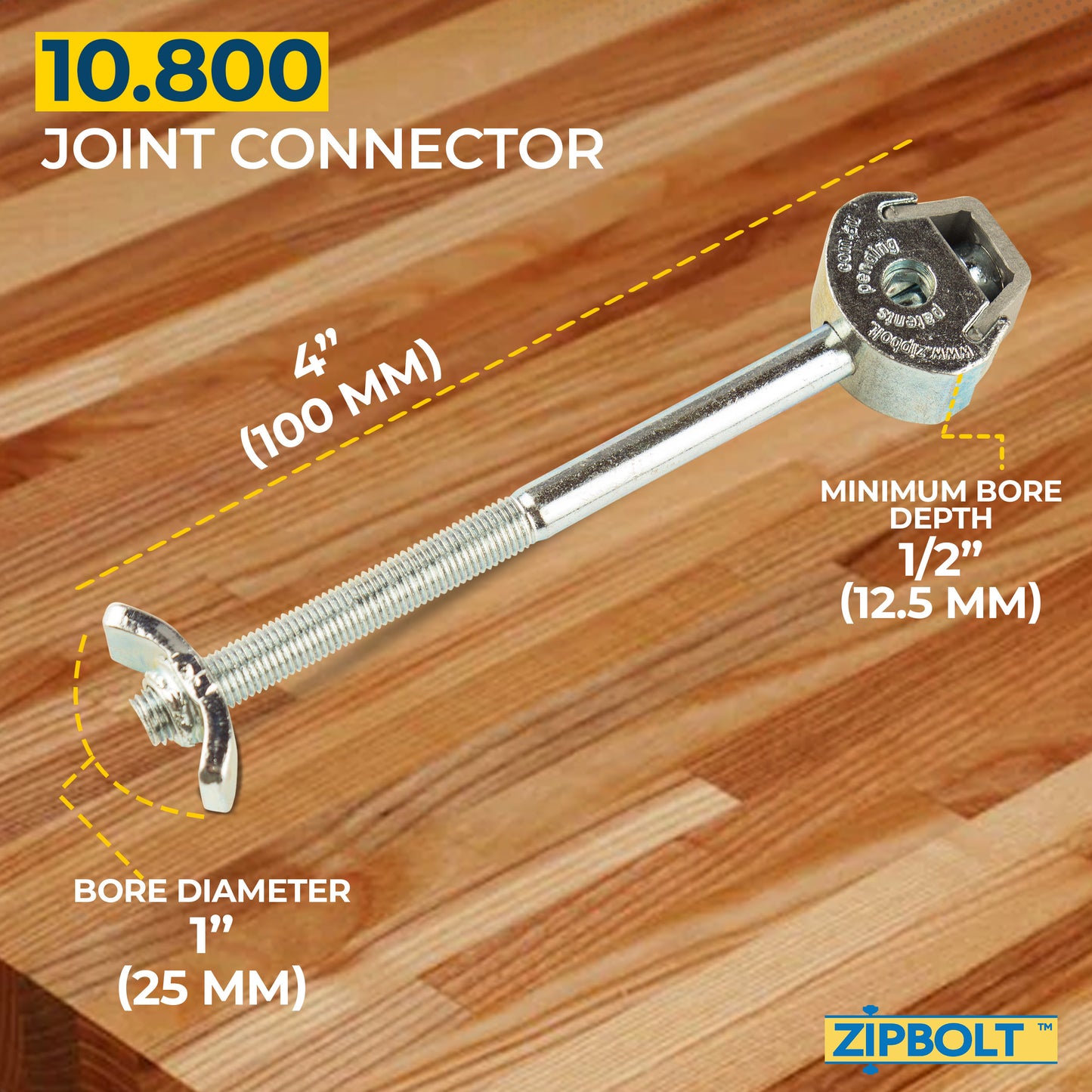 10.800 Countertop Connector — Joint Connector Drawbolt for Joining Countertops, Butcher Blocks, Furniture, and More - Single-Handed Tightening