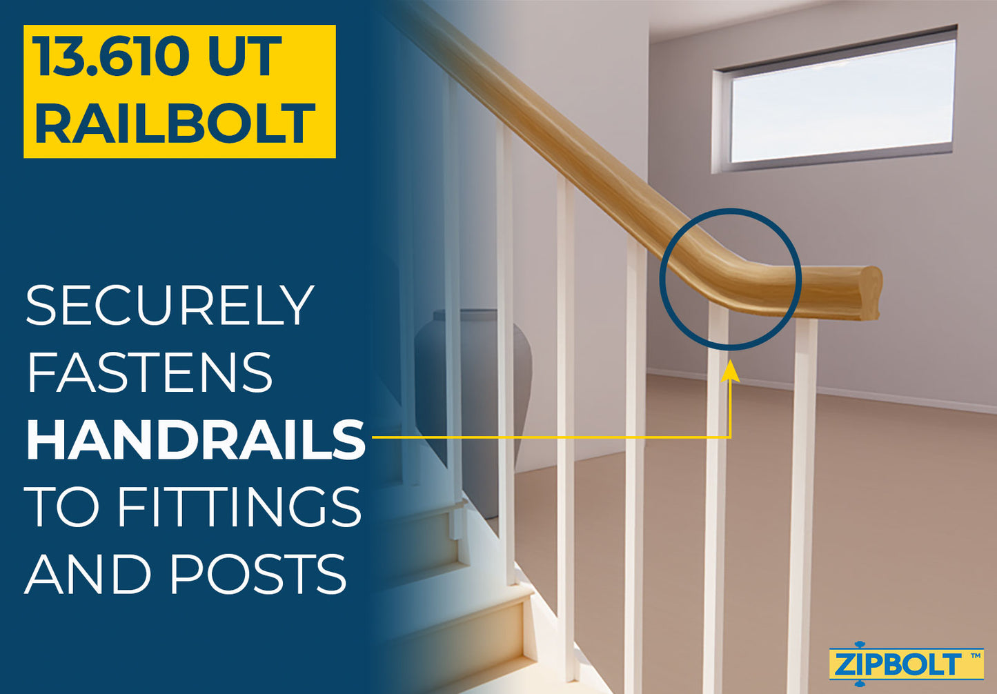 13.610 UT Railbolt — Connect Staircase Handrails to Staircase Fittings and Newels