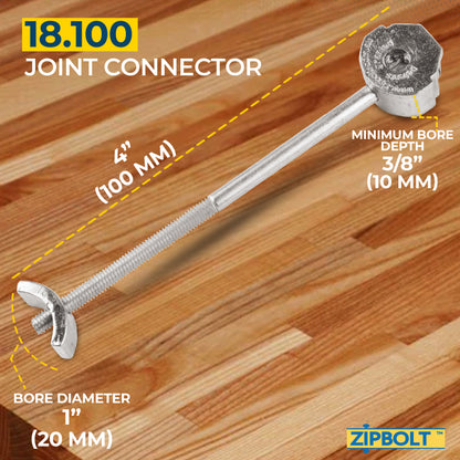 18.100 Ultra Slim Countertop Connector — Joint Connector Drawbolt for Joining Countertops, Butcher Blocks, Furniture, and More - Single-Handed Tightening