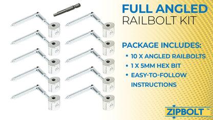 11.560 Angled Handrail to Newel Post Connector — Angled Railbolt for Lower Staircase Connection