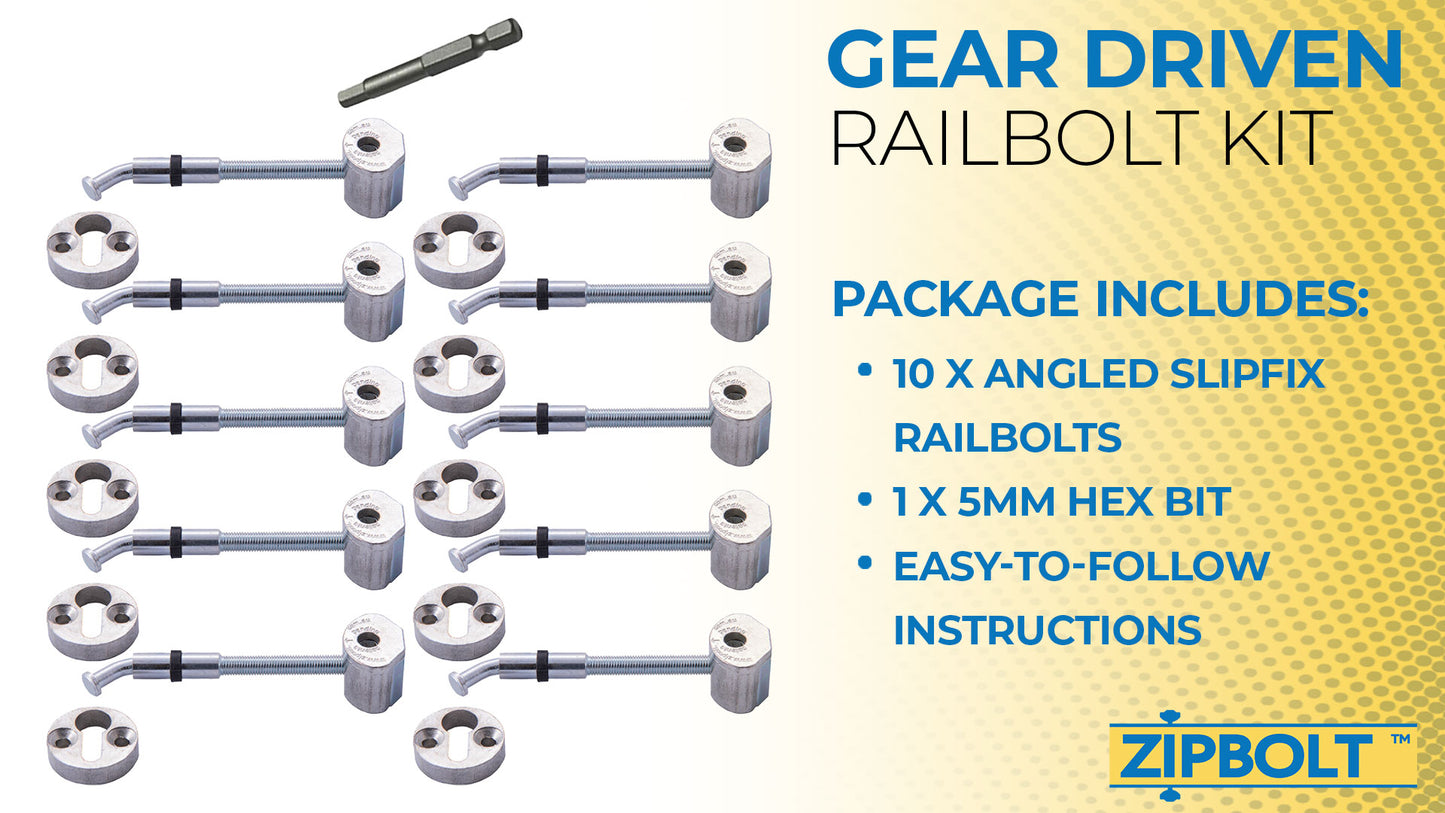 13.960 Angled Slipfix Railbolt Handrail to Newel Post Connector — Connect Angled Handrail to Staircase at Upper Connection