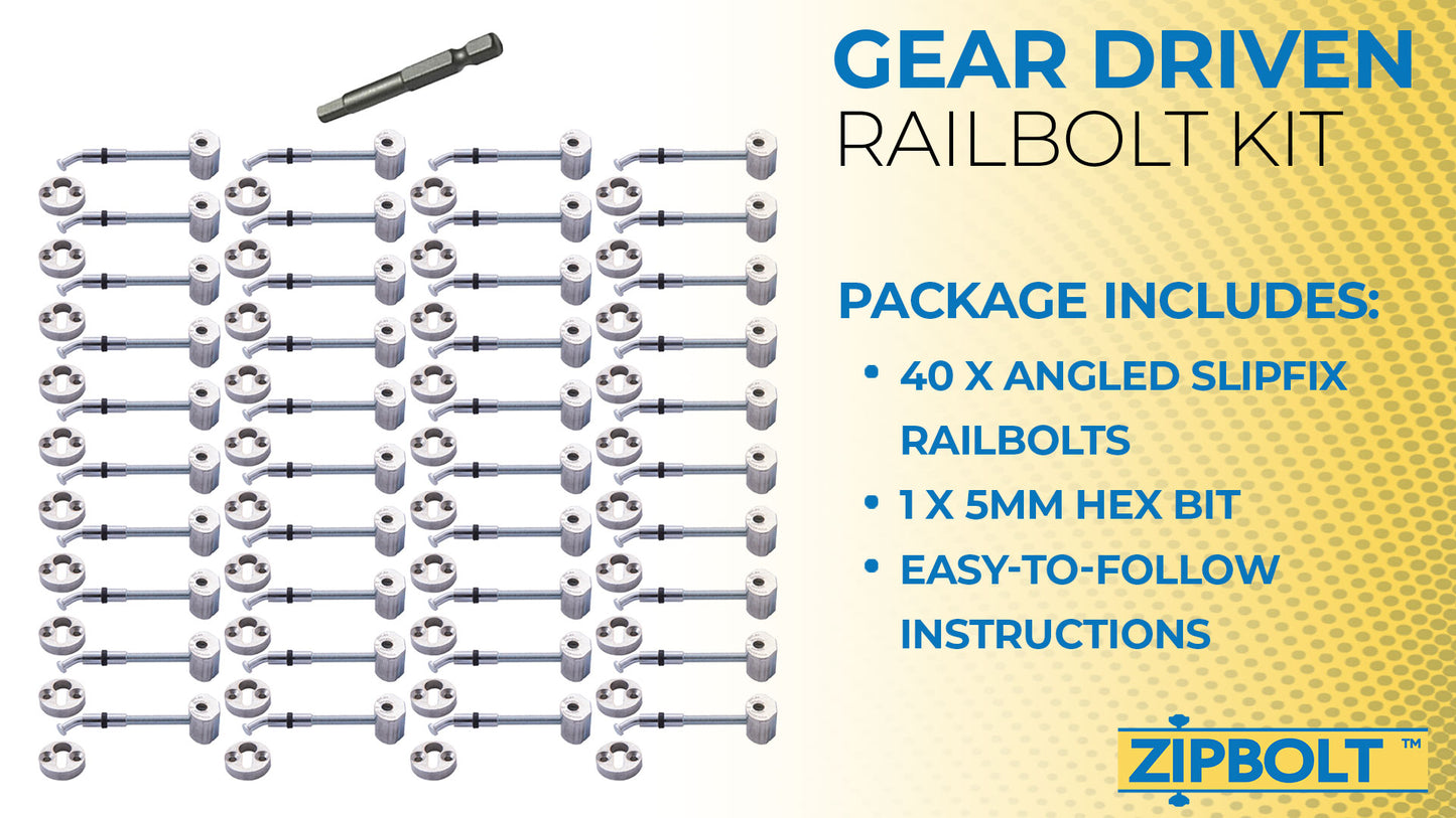 13.960 Angled Slipfix Railbolt Handrail to Newel Post Connector — Connect Angled Handrail to Staircase at Upper Connection