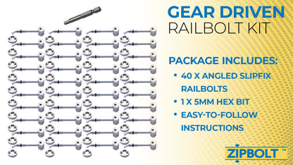 13.960 Angled Slipfix Railbolt Handrail to Newel Post Connector — Connect Angled Handrail to Staircase at Upper Connection