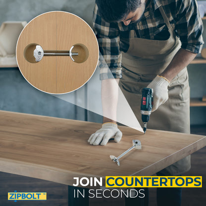 10.500 Countertop Connector — Joint Connector Drawbolt for Joining Countertops, Butcher Blocks, Furniture, and More - Single-Handed Tightening