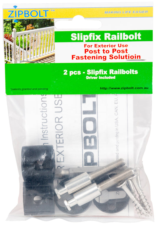 17.150 Exterior Slipfix Railbolt with 5mm Hex - 1 Double Pack Zipbolt