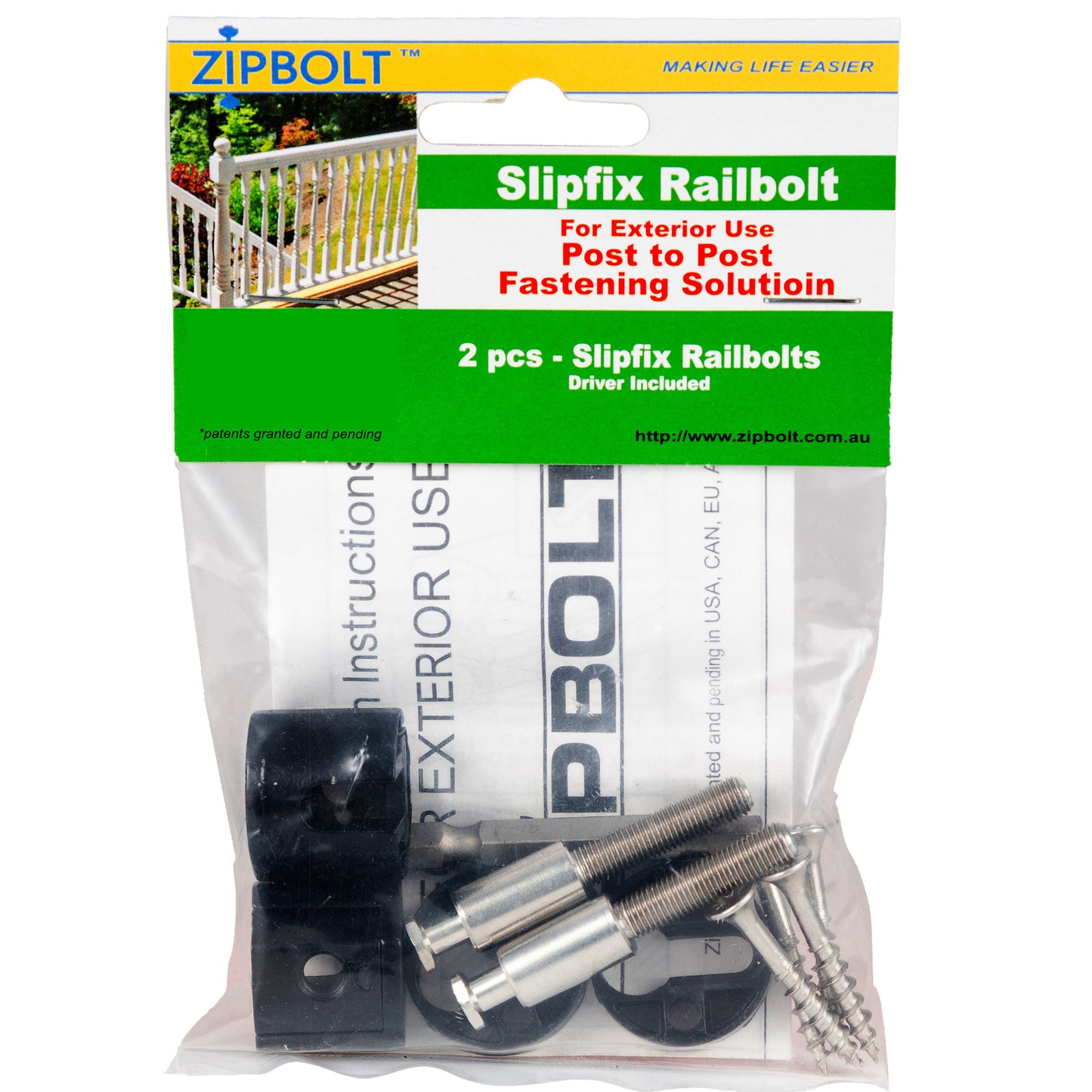 17.150 Exterior Slipfix Railbolt with 5mm Hex - 1 Double Pack